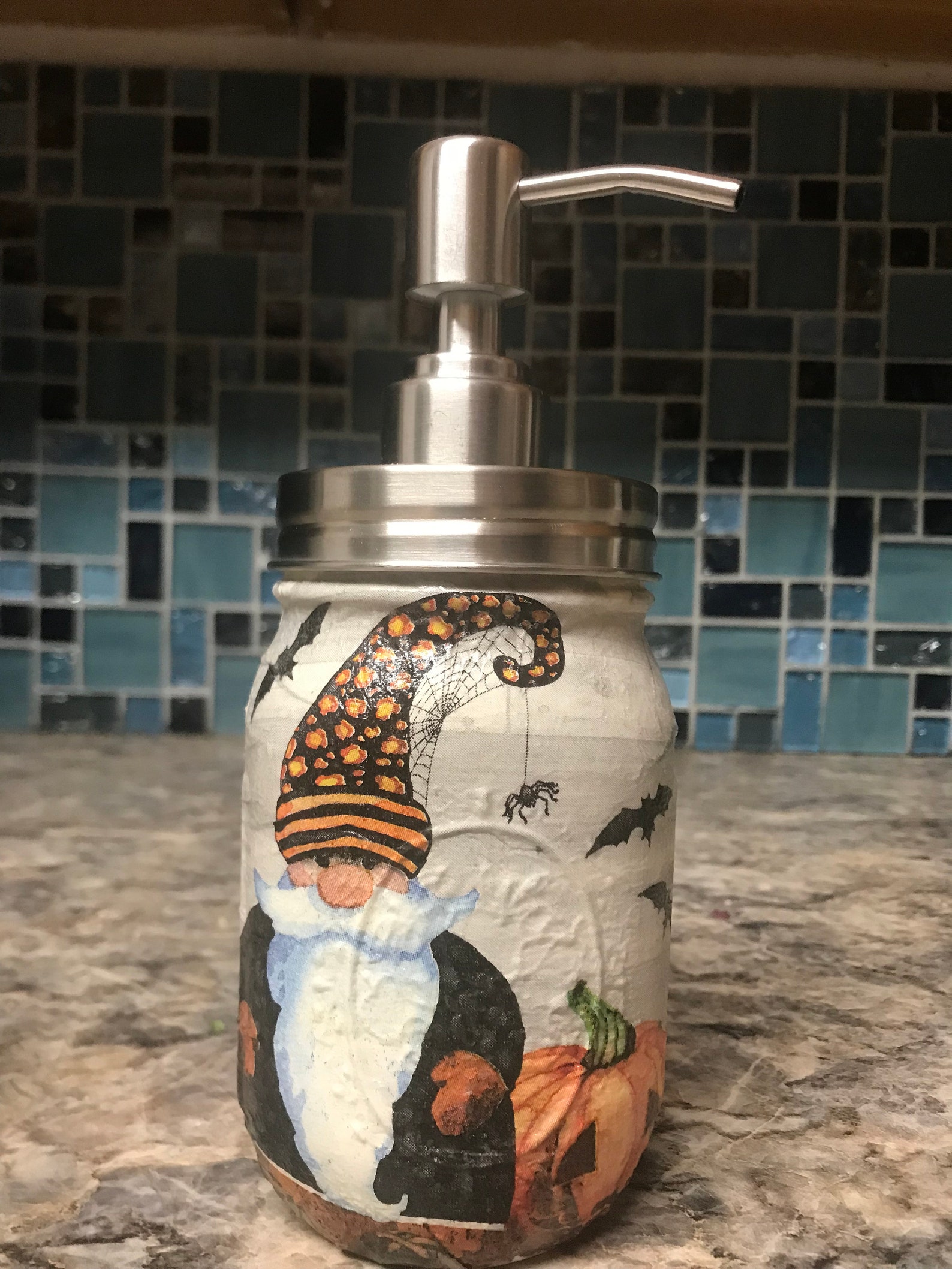 Halloween gnome mason jar soap dispenser Etsy