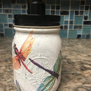 Dragonfly mason jar soap dispenser