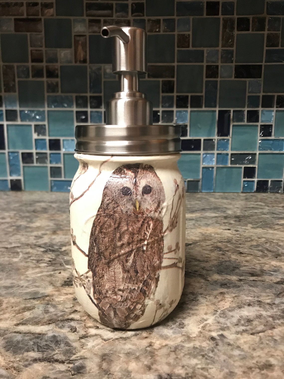 Owl Mason Jar Soap Dispenser Etsy