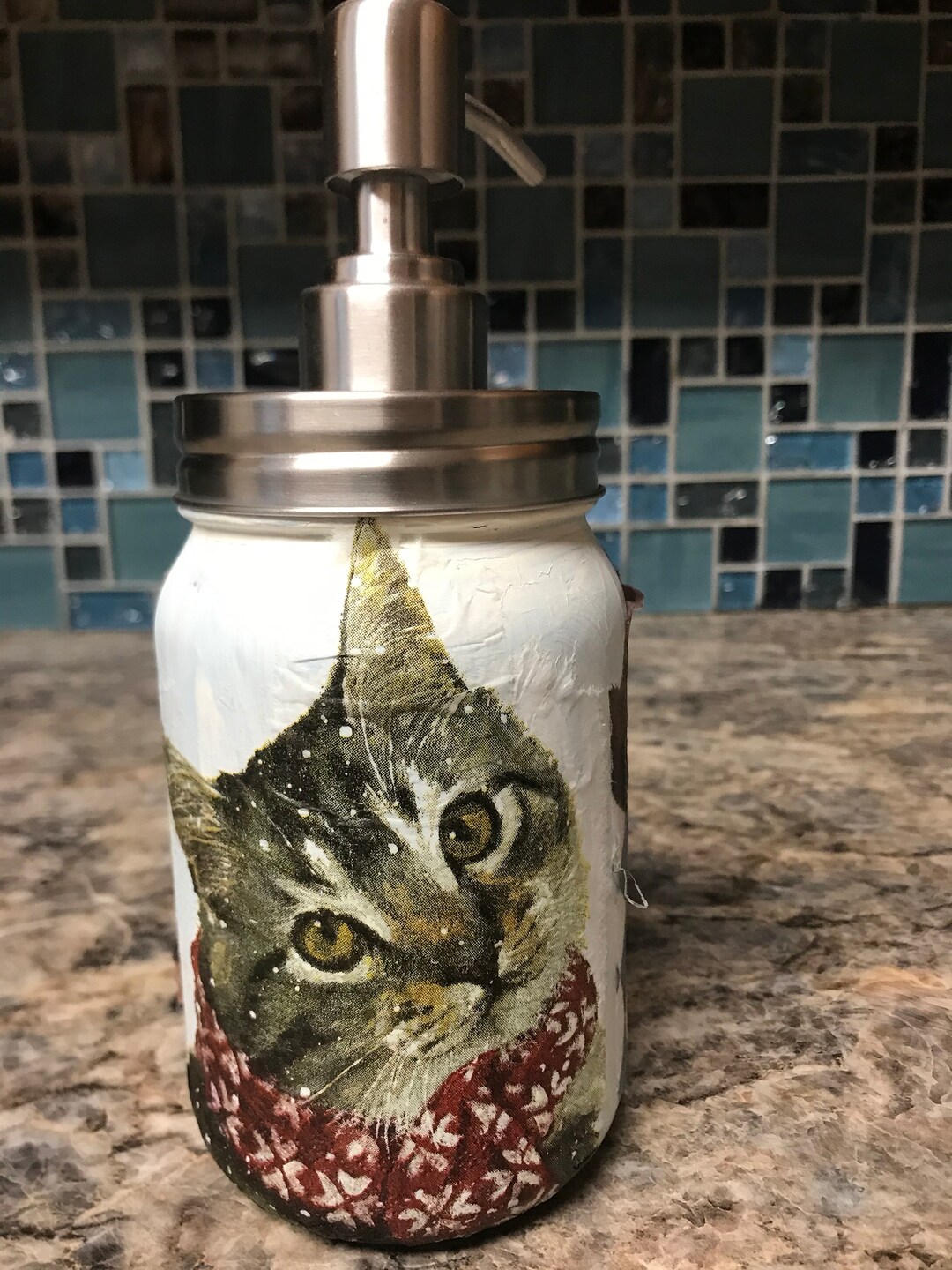 Cat Mason Jar Soap Dispenser Etsy