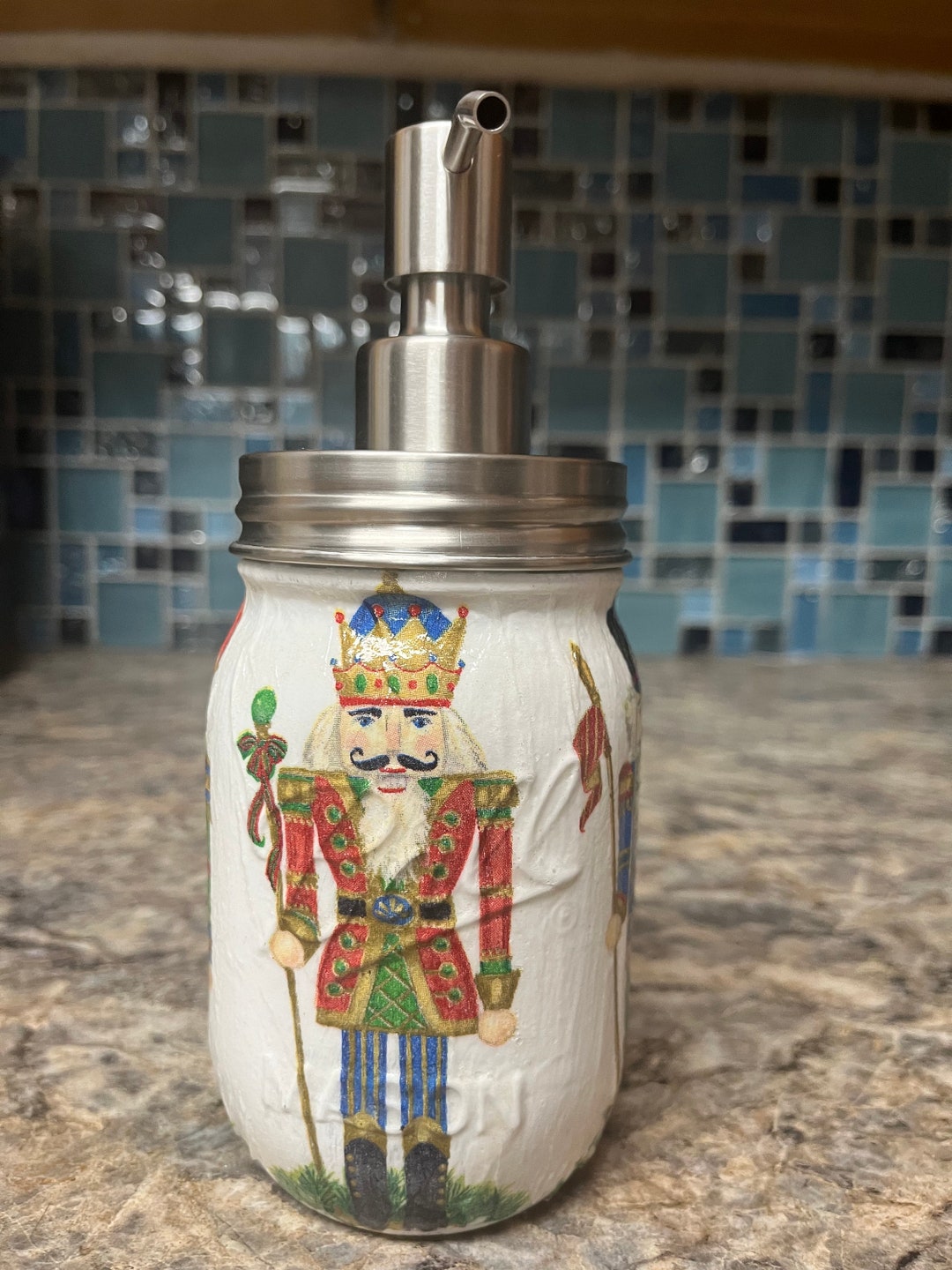 Nutcracker Mason Jar Soap Dispenser Etsy