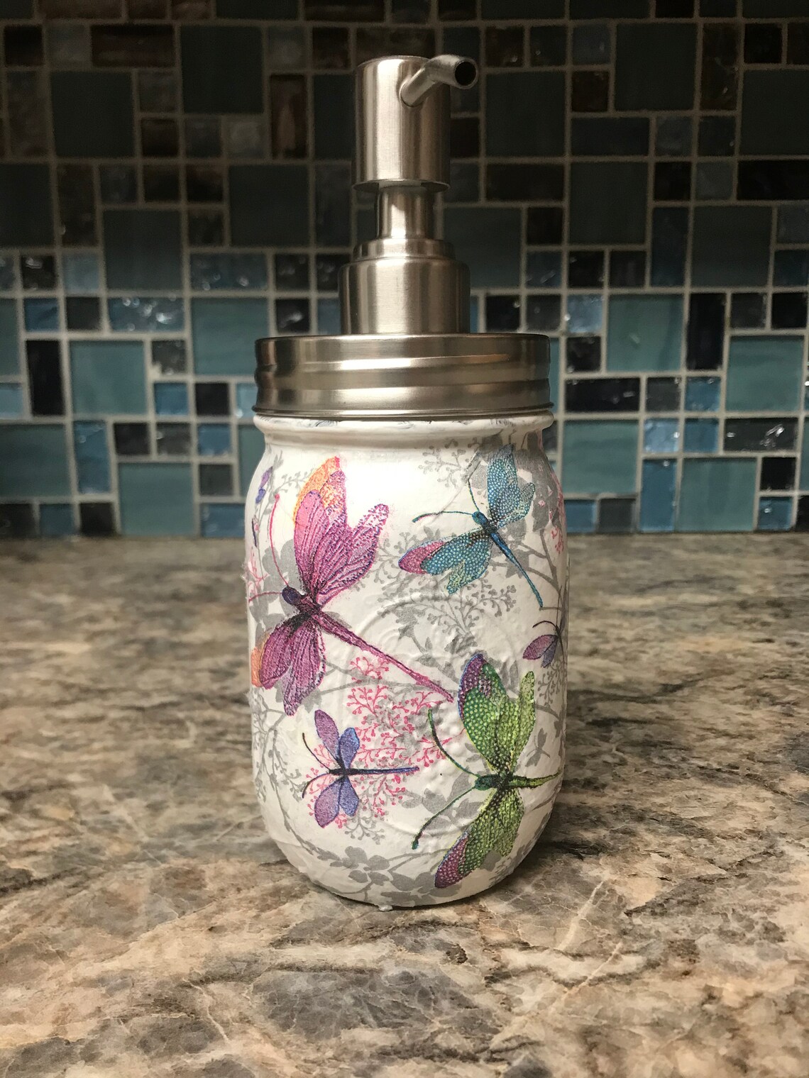 Dragonflies Mason Jar Soap Dispenser Etsy