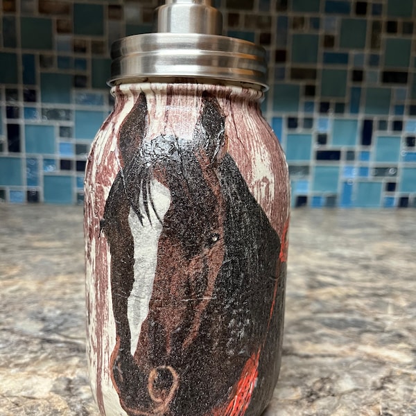 Horse with kerchief mason jars soap dispenser