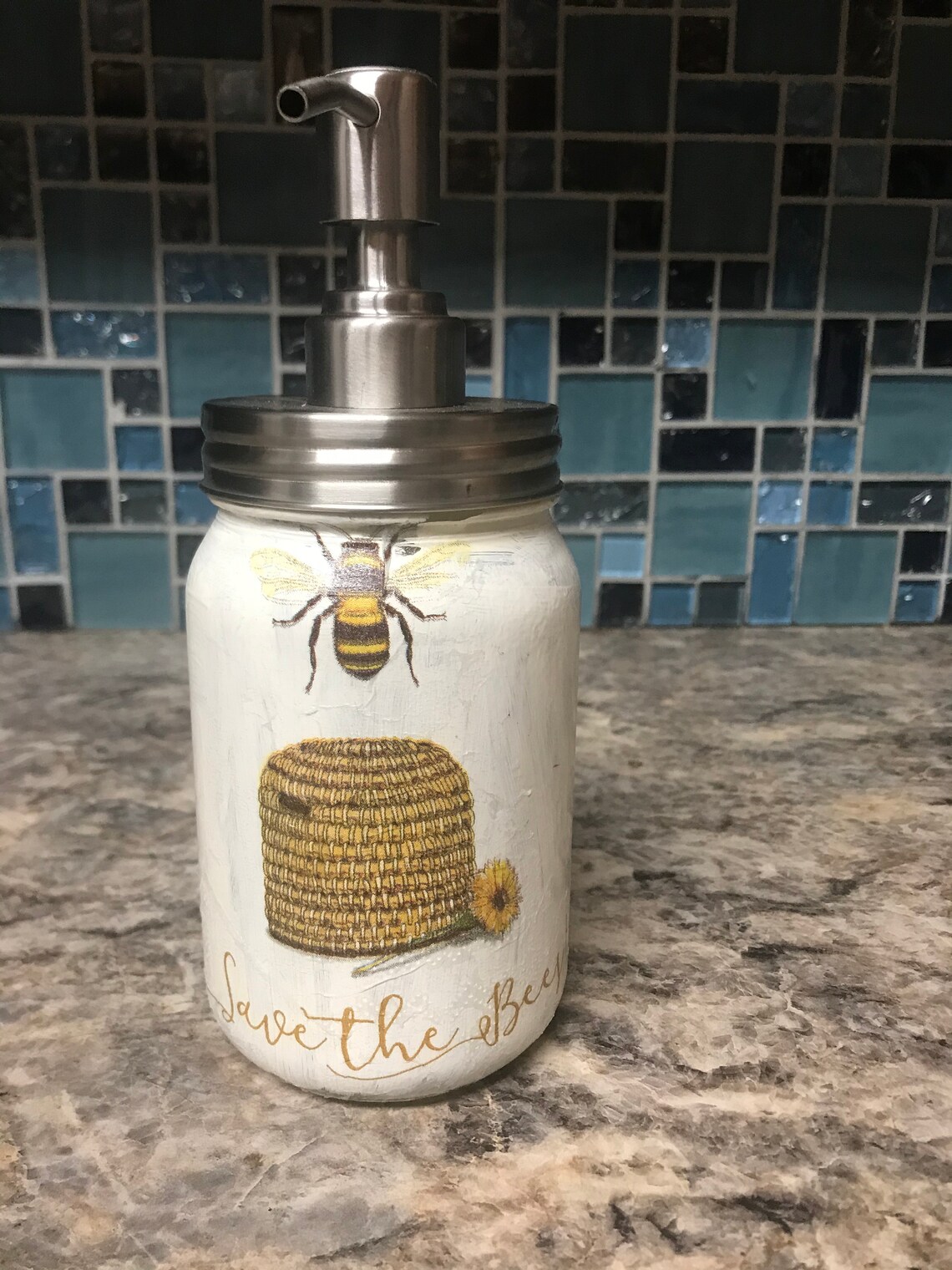 Bee Mason Jar Soap Dispenser Etsy