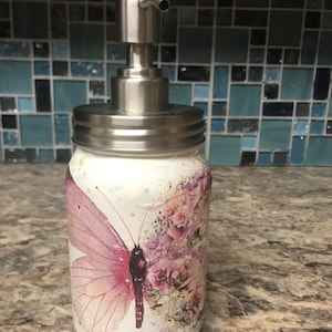 Butterfly mason jar soap dispenser