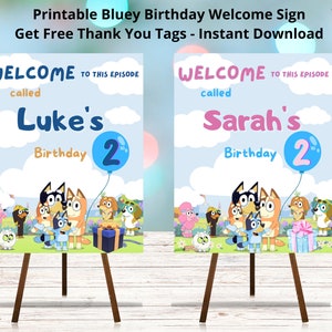 Complete Printable Editable Bluey Birthday Party Decoration and Game Kit  Includes Food Tents, Cupcake Toppers, Game, Invitation & Banner 