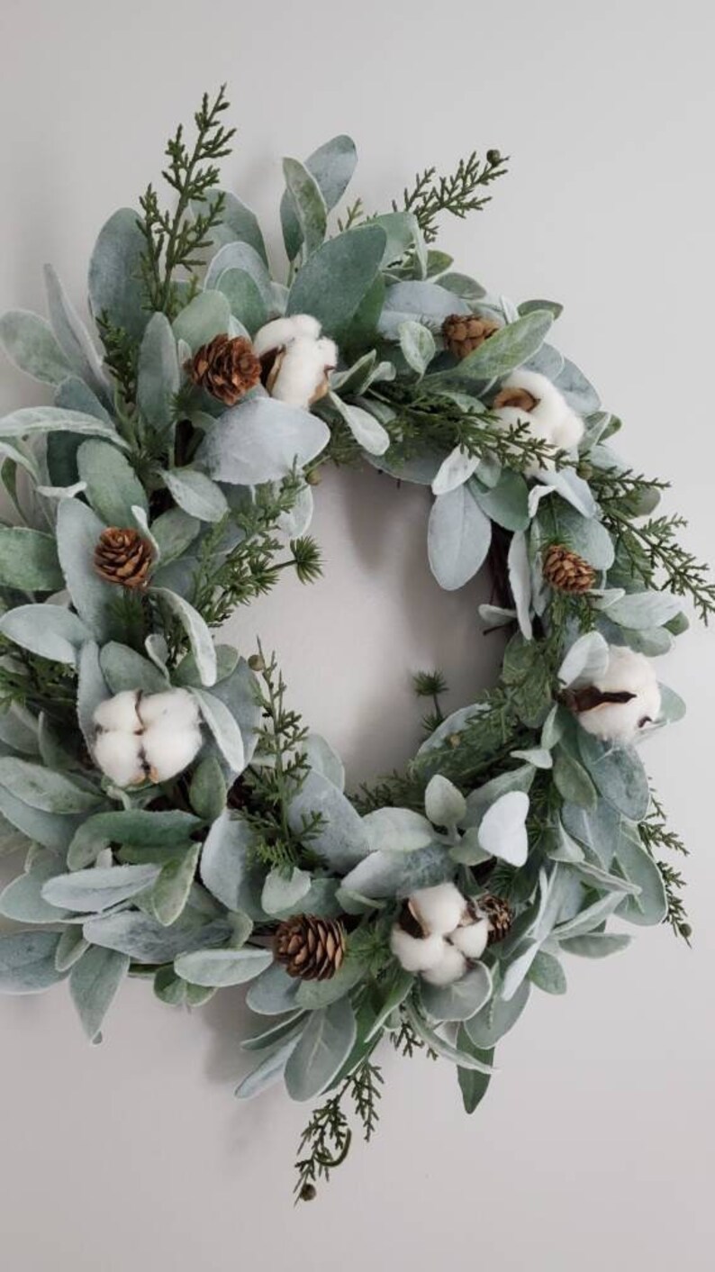 Lambs Ear Christmas Wreath Lamb's Ear and Evergreen Etsy