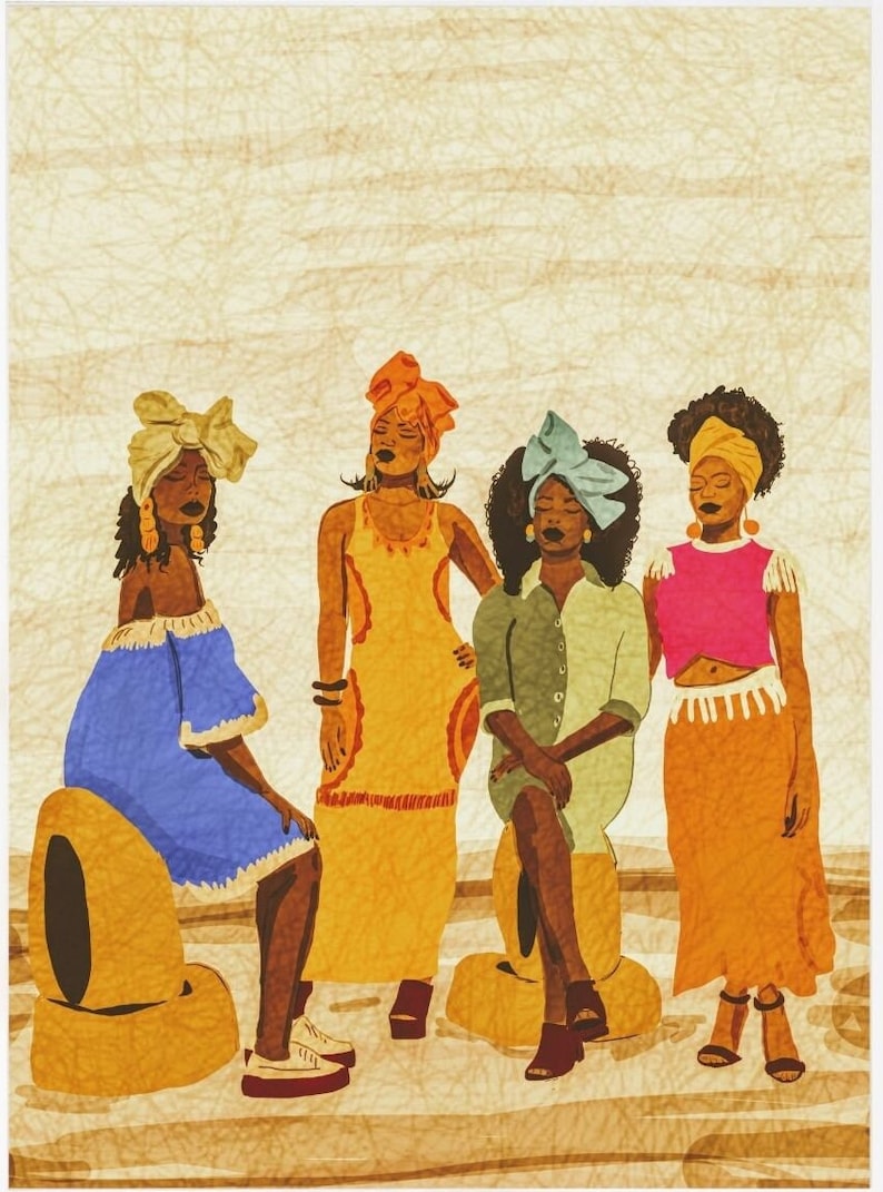 African Women Art Print African Art Headwrap Art Colourful Afrocentric
