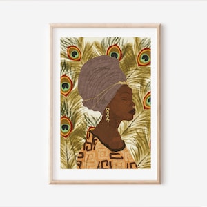 African Woman Art Print | African Art Print | Living Room Print |Afrocentric decor | Head wrap Art | Ethnic Wall Art | African Art Print
