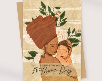 African Mother’s Day Card | African Art | Greeting Card | Gift for Black Mother Cards | Afro-Boho Card|New Mother Mothers Day Card |