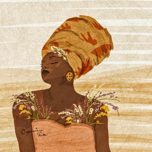Afro Women Art Print | Botanical Garden Print  | Head-wrap Art| Wall Art |Gallery Wall| House Warming Gift | Gift For Her | Fine Art Print