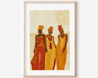 Black Woman Art Print | Gift New Home | Living Room Print |Afrocentric decor| Housewarming Gift | Ethnic Wall Art | Botanical Portrait Decor