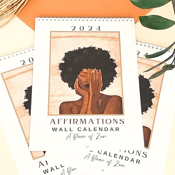 Pre Order| Calendar| 2024 Affirmations Wall Art Calendar | Double Page Calendar | African Art | Vision Board | Wall Décor | Planner|