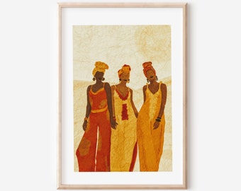 Black Woman Art Print | African Art Print | Living Room Print |Afrocentric decor | Head wrap Print | Ethnic Wall Art | Black Art
