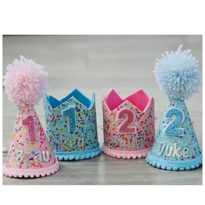 Personalised Pet Birthday Hat or Crown: Sprinkles Design Dog 1st Birthday