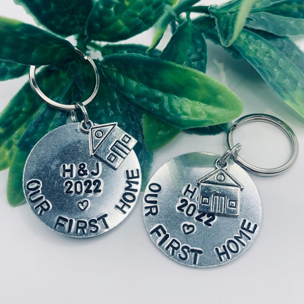 Personalised Hand Stamped Our First Home Keyring