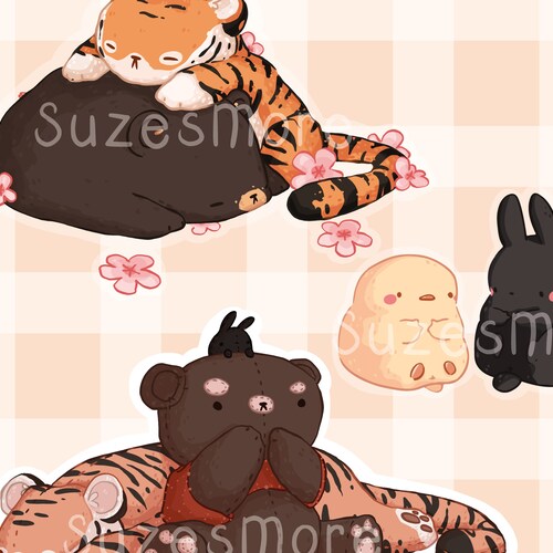 Tiger, Bear, Duckies and Bunnies Themed | Vinyl Sticker | Waterproof Stickers | Transparent Sticker | White Vinyl Sticker