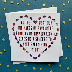 Corazón del Día de las Madres y tarjeta de mensaje personalizado