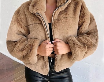 fluffy tan coat