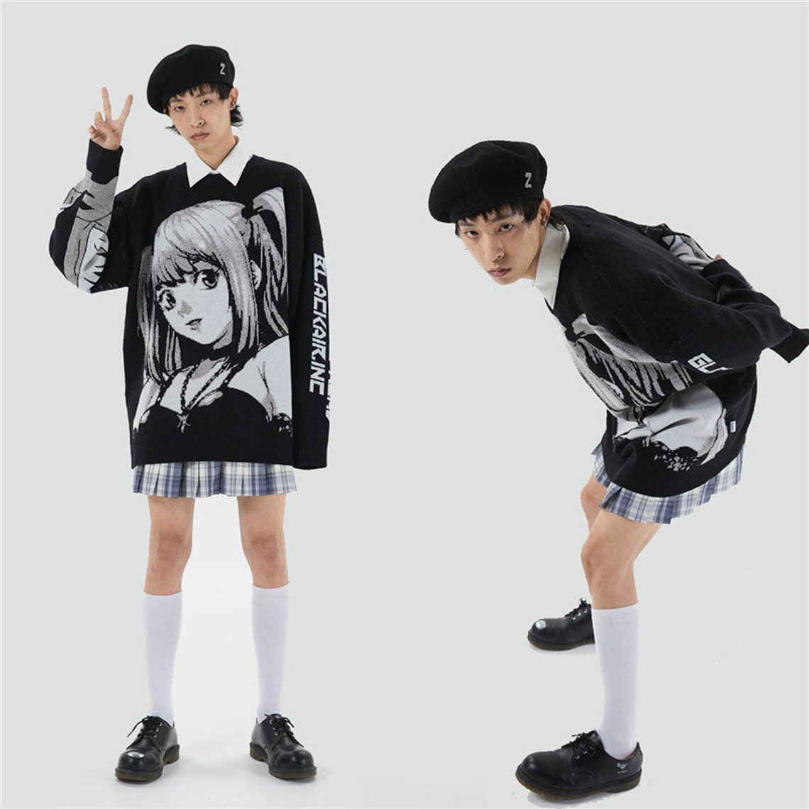 Unisex Anime Oversized Cartoon Knitted Sweater Kawaii Etsy
