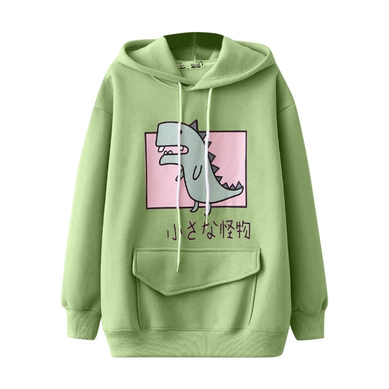 Cute Hoodie Kawaii Hoodie Kawaii Clothing Pastel Goth Dinosaur Print Hoodie Hoodie Aesthetic Clothing Harajuku Anime Hoodie Kawaii