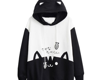 Womens Cat Ear Fleece Pullover Hoodie R N Unique Slayer Band 