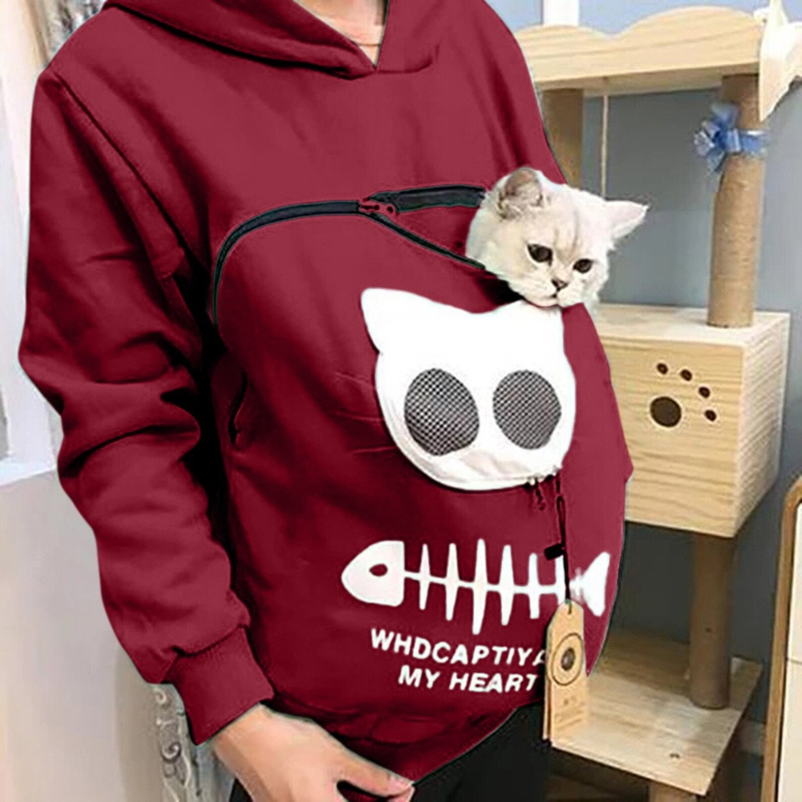 Hoodie with Cat Carrying Pockets Kawaii Hoodie Harajuku Etsy