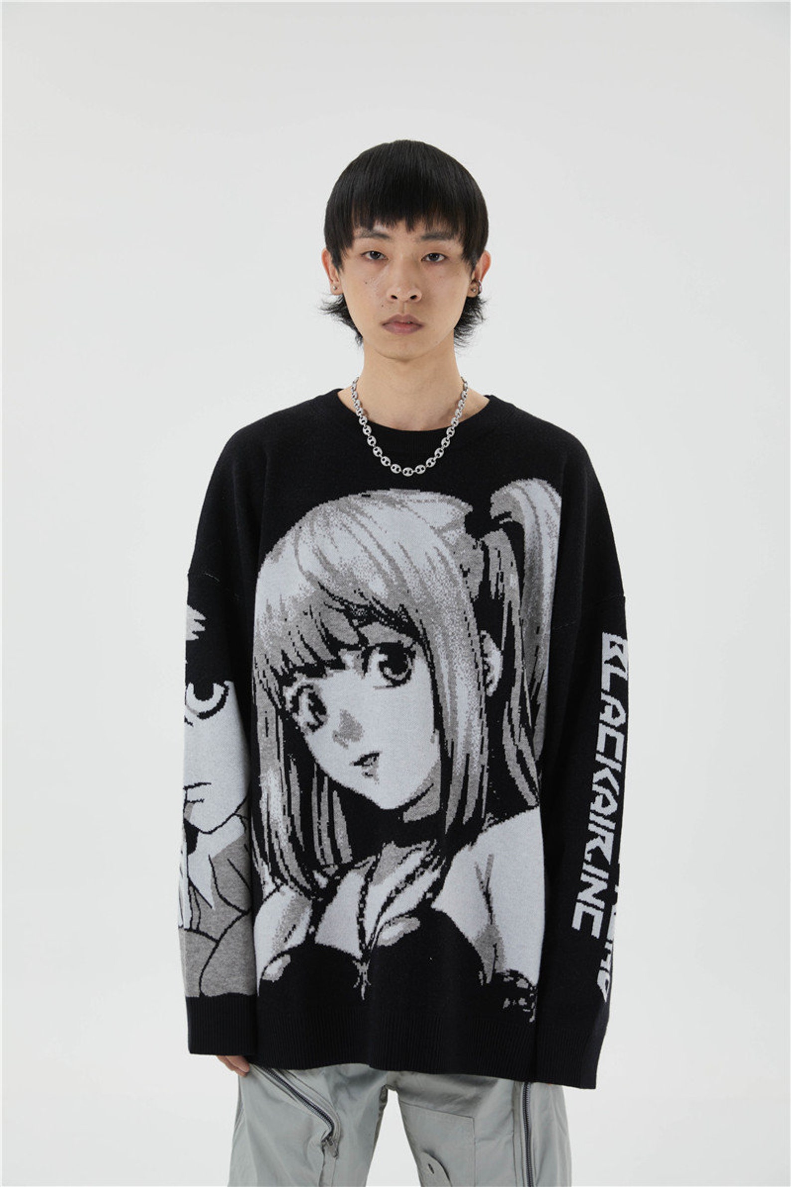 Unisex Anime Oversized Cartoon Knitted Sweater Kawaii Etsy