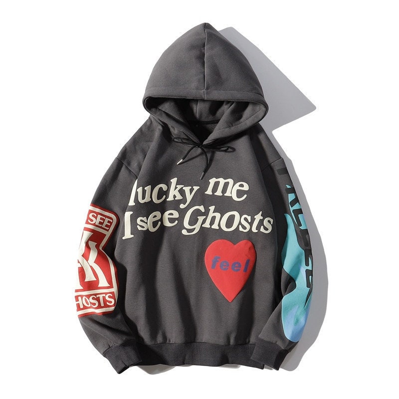 MINIDORA Hoodie Lucky me Pull col Rond Sweat-Shirt de Mode pour Homme//Femme I See Ghosts Sweat à Capuche Unisex Oversize