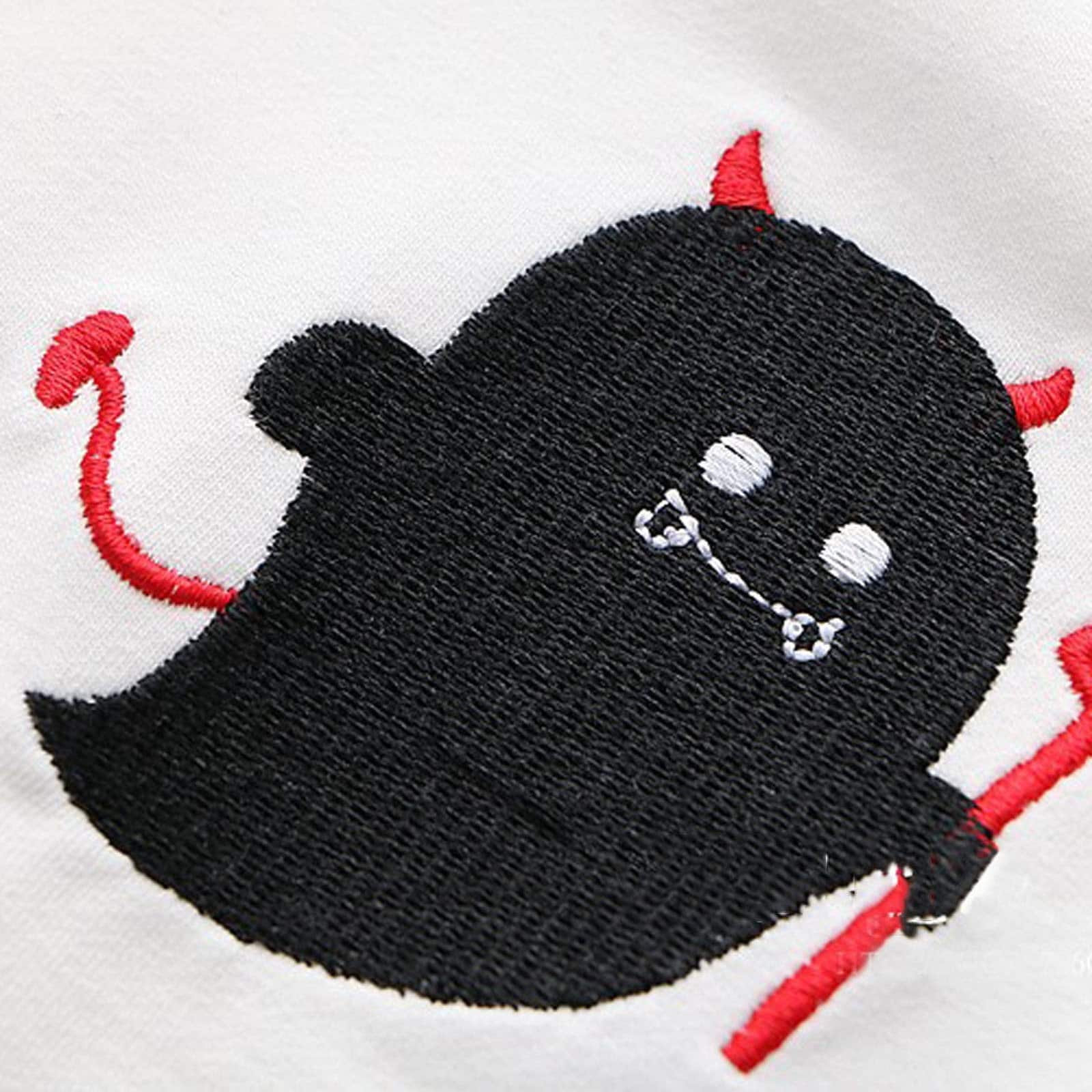 Embroidered Hoodie Devil Horns Hoodie Harajuku Hoodie Etsy