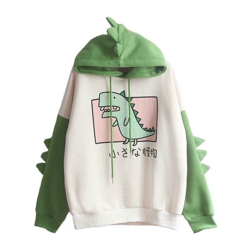 Dinosaur Print Hoodie Kawaii Hoodie Kawaii Cute Kawaii Etsy