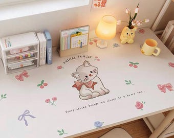 Cartoon Cat Customized Table mat, Waterproof Large Size Desk Mat, Keyboard Mat, Office Accessories, Gift For Colleague, Dining Table Mat