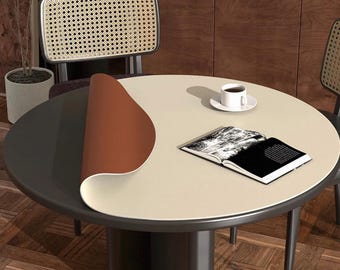 Round Table Mats, Custom Size Desk Mat, Washable, Waterproof and oil-proof, Luxury Desk mats, Small Round Coffee Table Mats, Leather Mat