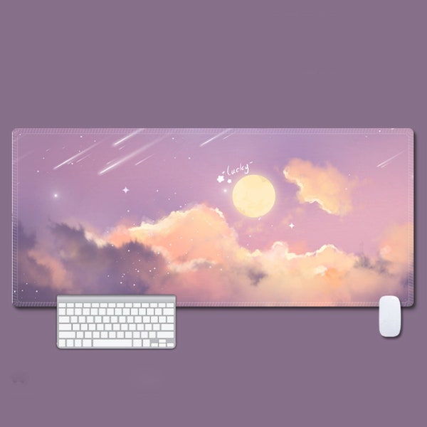 Sea of Clouds Desk Mat, Gaming Large Mouse Pad, Pastel Purple Keyboard Mat,Cute Desk Mat, Home Office Deskmat, Artisan Desk Mat