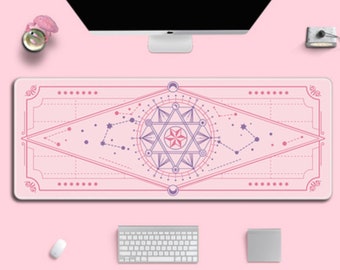 Pink Magic Desk Mat, Gaming Large Mouse Pad, Purple Mousepad, Keyboard Desk Mat, School Art Deskmat, Kawaii Desk Pad, Desk Accessories