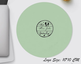 Tapete de mouse personalizado com nome da família, tapete redondo de couro em pvc, mousepad de escritório personalizado, tapete de mouse com logotipo personalizado, presente de dia dos pais, presente para ele