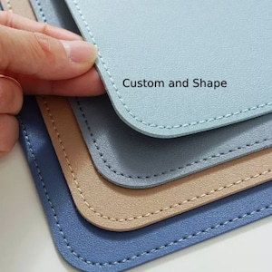 Blue Custom Desk Mat, Office Leather Desk Mat, Waterproof Large Mouse Pad, Desk Surface Protector, School Gaming Desk Mat, Table Mat