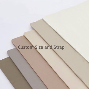 May include: Five different colored leather samples, ranging from light beige to dark brown, with the text "Custom Size and Strap" printed on the top sample.