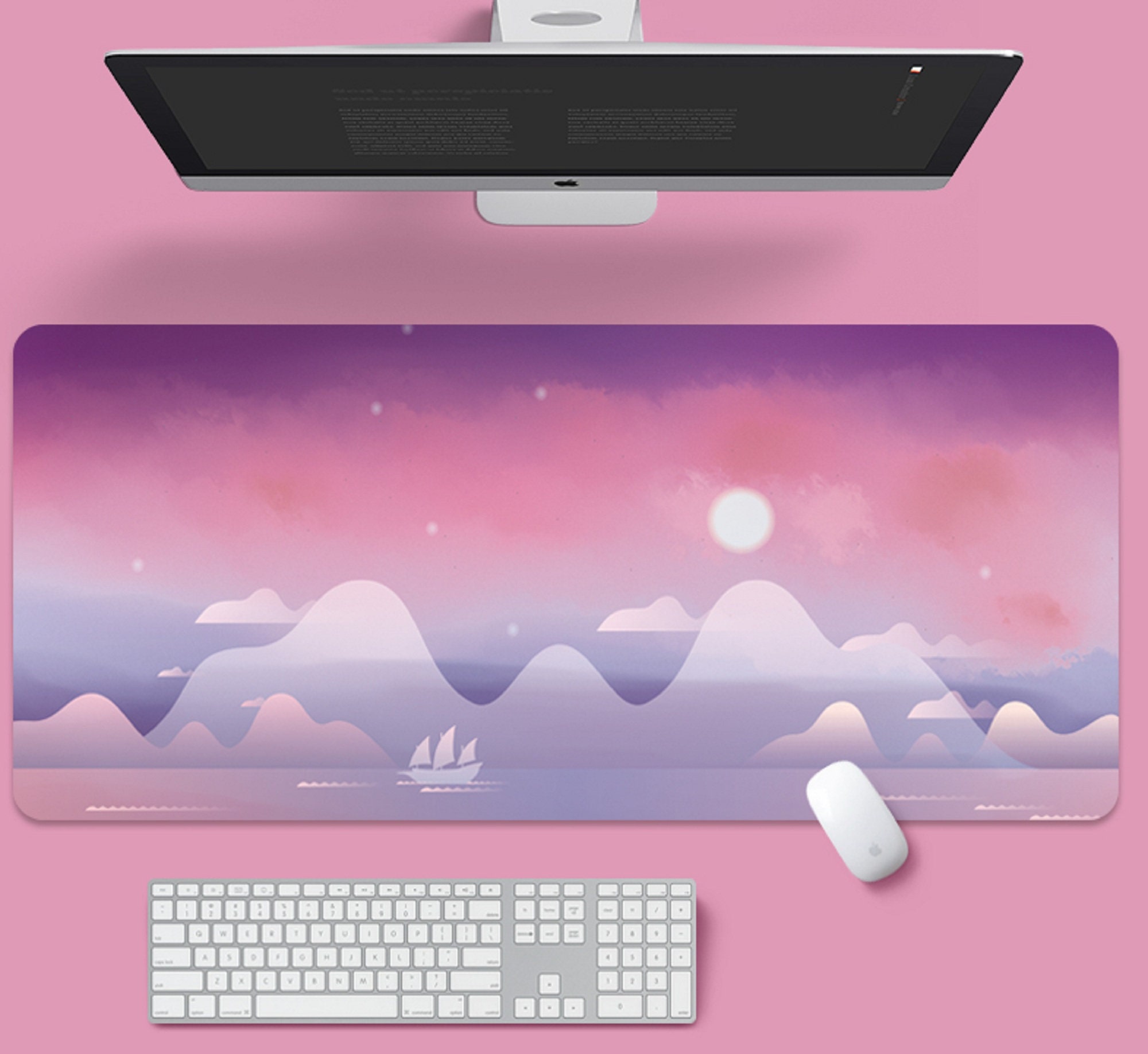 Pink Desk Mat Whale Large Desk Mat Kawaii Desk Mat Gaming Etsy