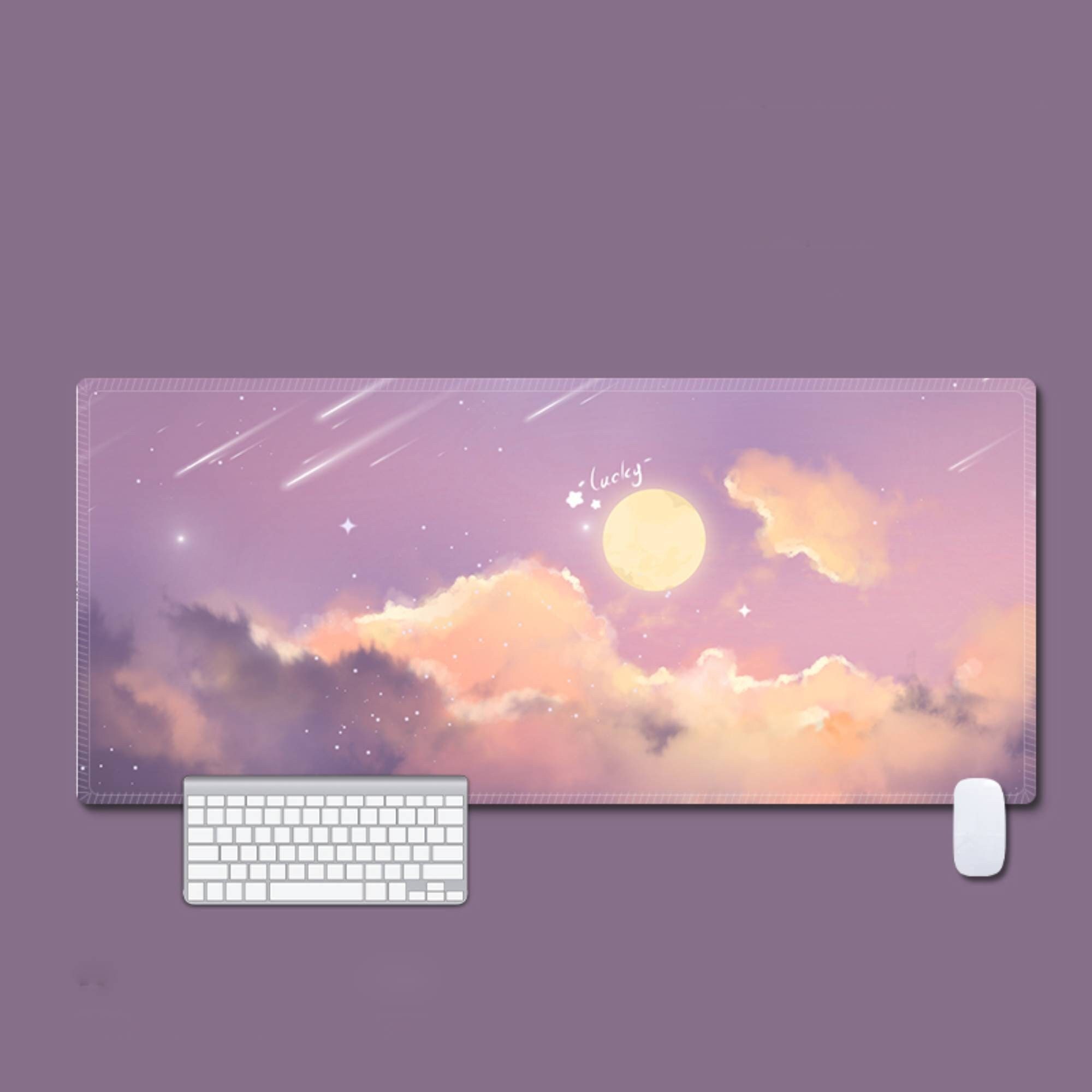 Sea of Clouds Desk Mat, Gaming Large Mouse Pad, Pastel Purple Keyboard Mat,Cute Desk Mat, Home Office Deskmat, Artisan Desk Mat