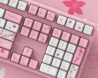 小物 cherry Cherry Blossoms Keycaps Set, OEM Artisan Keycaps Set, 68 87