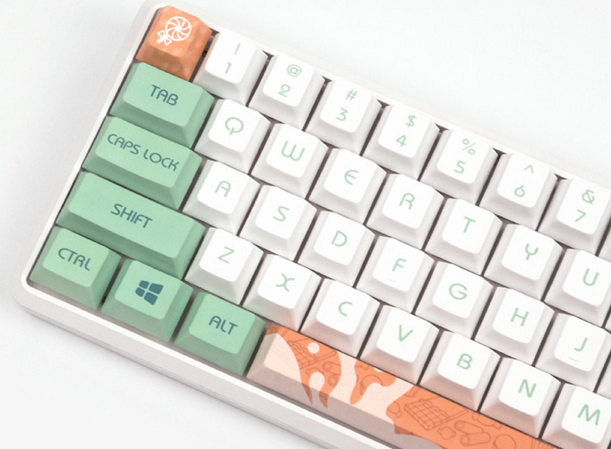 Mint Green Keycaps Set, Resin Artisan Keycap, Mechanical Keyboard