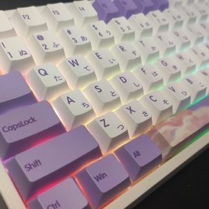 Purple Keycaps Set, QX2 Artisan Keycaps Set, 64 68 96 104 108 Resin MX Keycaps, PBT Resin Keycaps,  Mechanical Keyboard Keycaps Set