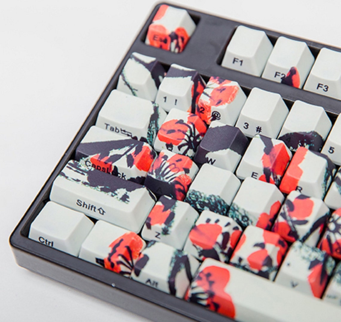 Plum Blossom Keycaps Set Cherry & OEM Artisan Keycaps Set 60 Etsy