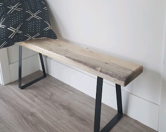 Maple bench Long Narrow Bench or Custom Side table Metal Legs Bed Bench Table Bench Rustic Bench Live Edge narrow bench skinny bench