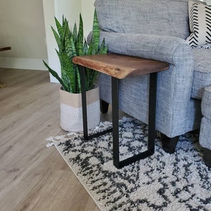 Live edge walnut narrow Side Table Custom made Black walnut modern rustic coffee table solid slab