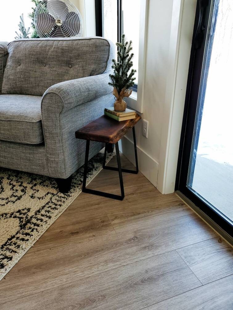 Live edge walnut narrow Side Table Custom made Black walnut Etsy