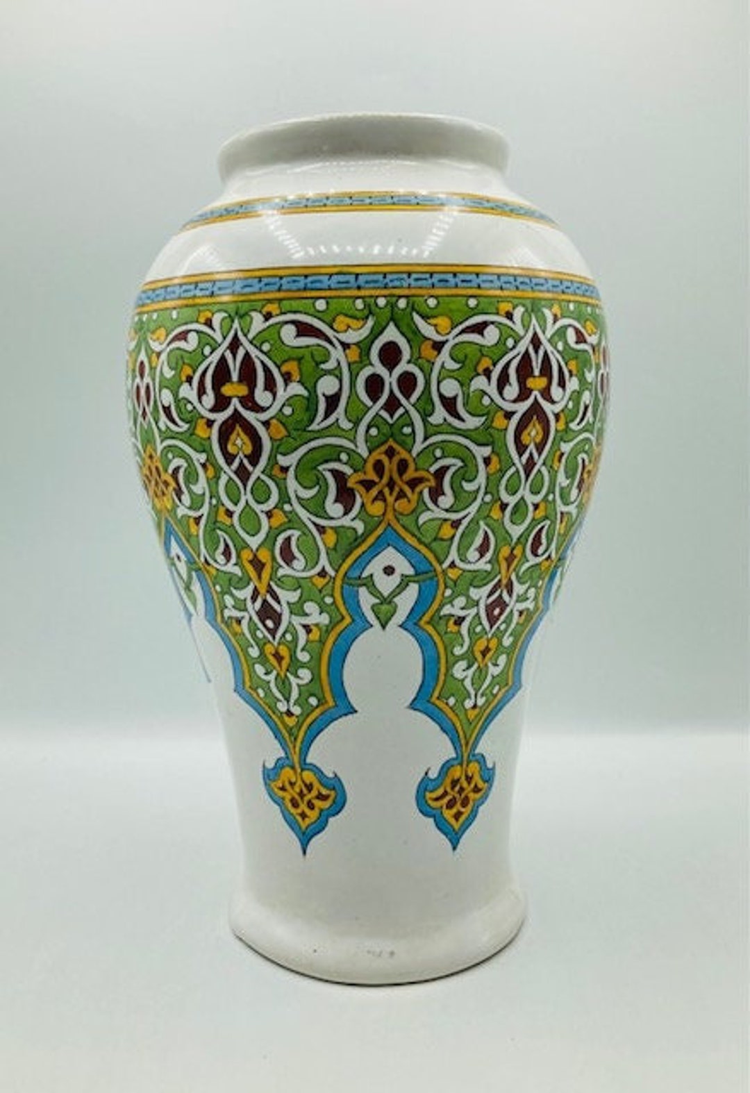 Vintage Egyptian Style Vase Urn Signed Sornaga Etsy