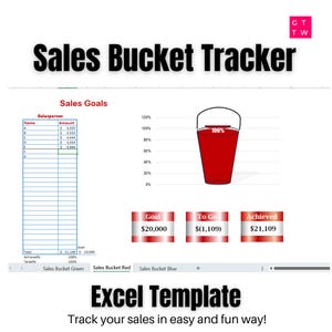 Sales Goal Tracker Bucket template | Excel instant download