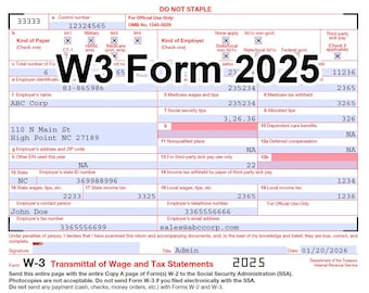 W3 Form IRS 2025 Fillable PDF